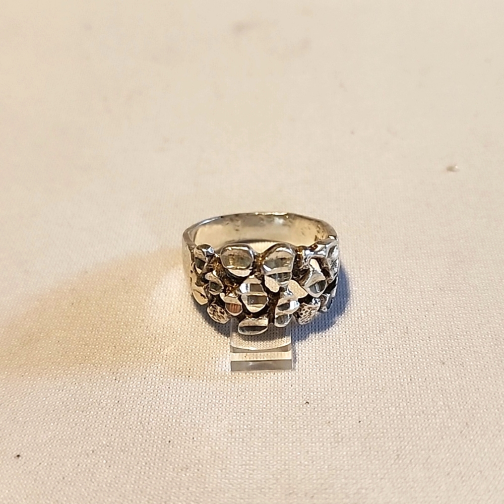 Women's vintage stamped silver Nugget Ring size 8